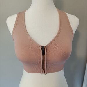 NWOT Zip-front Racer back Padded Sports bra, Size S (2-4), Pink